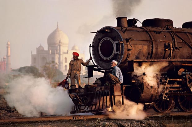 Steve McCurry, Taj and Train, India, 1983, printed later