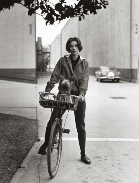 THE POWER OF PHOTOGRAPHY DXXVIII, Audrey Hepburn on her bike with her dog 'Famous' at Paramount Studios, Los Angeles, CA,...