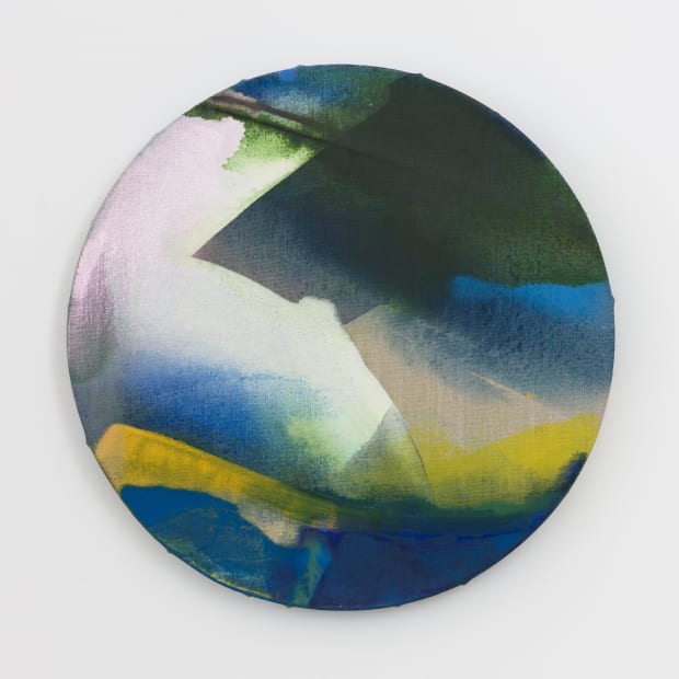 Pamela Jorden 'Untitled,' (2020) Acrylic and oil on linen diameter 16 1/2 in diameter 41.9 cm