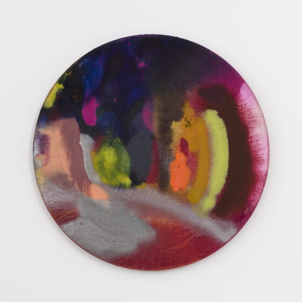 Pamela Jorden 'Untitled,' (2020) Acrylic and oil on linen diameter 18 in diameter 45.7 cm