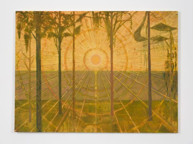 Sky Glabush 'Sun/Gate,' 2021 Oil and sand on canvas 72 x 96 in 182.9 x 243.8 cm