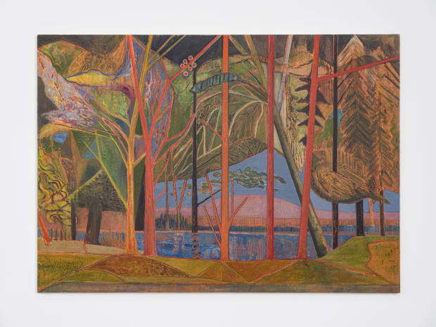 Sky Glabush 'Lake In The Forest,' 2020 Oil and sand on canvas 60 x 84 in 152.4 x 213.4 cm
