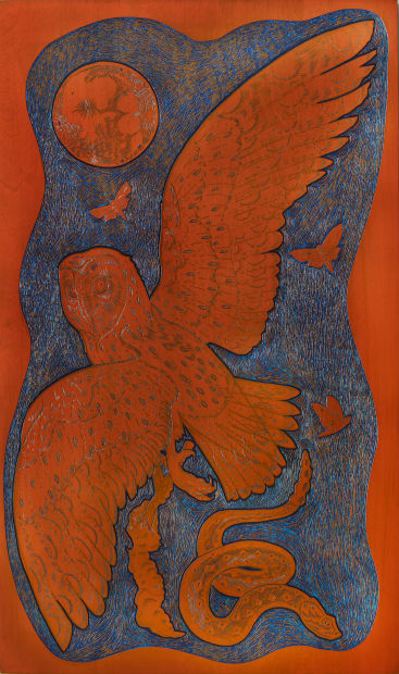 The Predicament is a work that details the struggle of choice, represented here by an owl who can determine what...