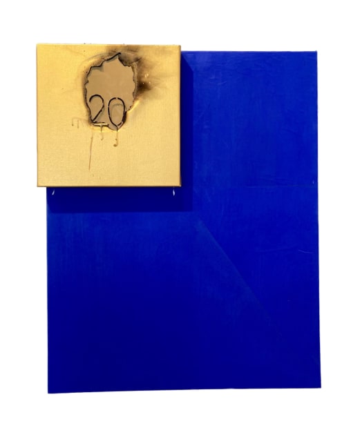 Artwork Image: Jesse Amado, December, 2020, Signed and dated on the reverse Le Corbusier acrylic and burnt flairs on canvas, 30 x 24.5 in 76.2 x 62.2 cm (7259)