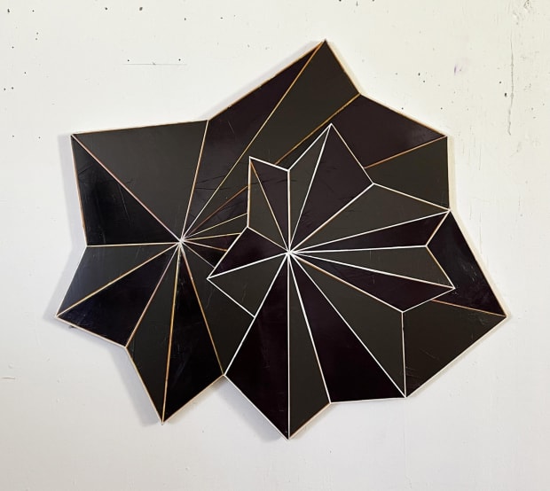 Howard Hersh, Double Roundabout, 2021. Roundabout Series, 2020 - present. Acrylic on birch. 36 inches by 41 inches by 2 inches.