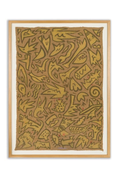 His work is anchored in the use of accessible materials, often for commercial purposes, such as plant fiber canvases or...