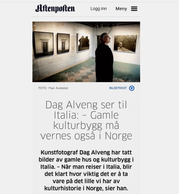 Aftenposten 6 March , Interview Dag Alveng, by Heidi Borud