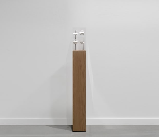 Shilpa Gupta Untitled work (hourglass sculpture in vitrine)