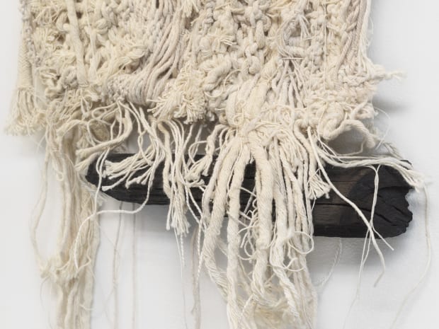 detail of charcoal with cotton