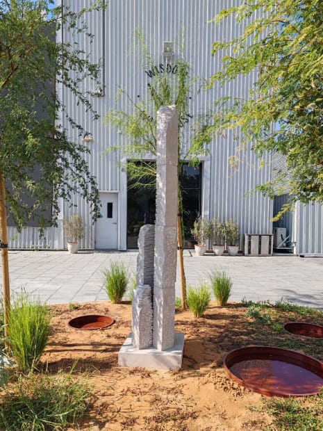 At the heart of the exhibition stands the sculpture Unbroken Column (2024), meticulously crafted from limestone. This piece pays homage...