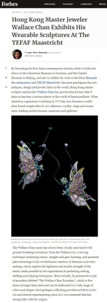 Forbes article - Hong Kong Master Jeweler Wallace Chan
