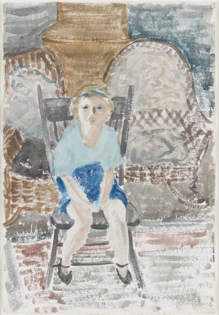 Girl with Wicker Chairs, c. 1930s, Watercolor on paper
