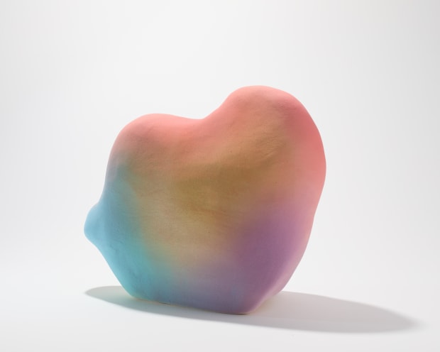 rainbow colored, biomorphic sculpture