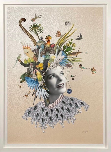 Maria Rivans Avalyn - Katherine Hepburn - Original, 2022 Framed Original Collage On Paper Framed Size 38 1/4 x 28 3/8 in Framed Size 97 x 72 cm
