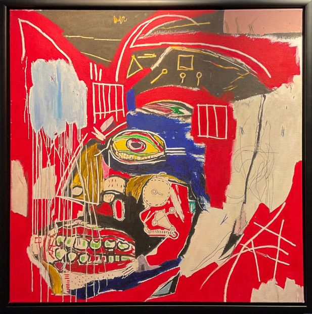 Peter Osborne In This Case - Jean Michel Basquiat, 2022 Original Mixed Media On Canvas Framed Size 25 5/8 x 25 5/8 in Framed Size 65 x 65 cm