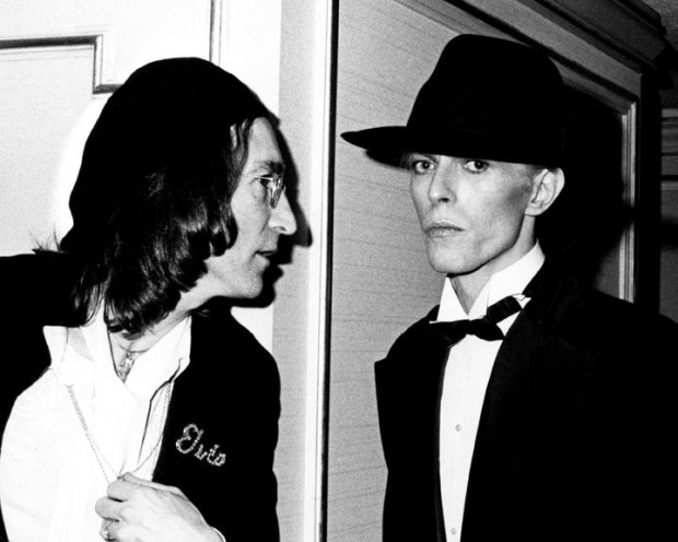 Ron Galella, David Bowie and John Lennon attend the 17th Annual Grammy Awards at Uris Theater, New York, March 1, 1975