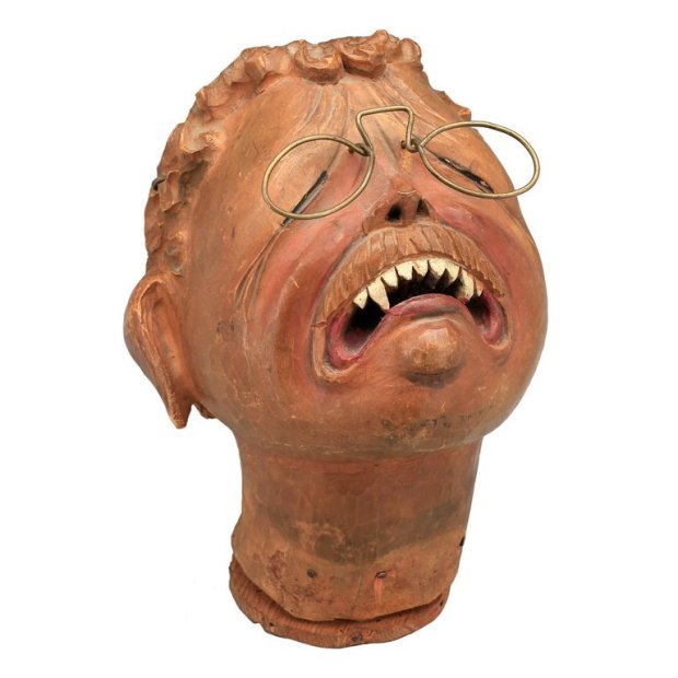 Anonymous, Japanese Marionette Head of Carved Wood, ca. 1900