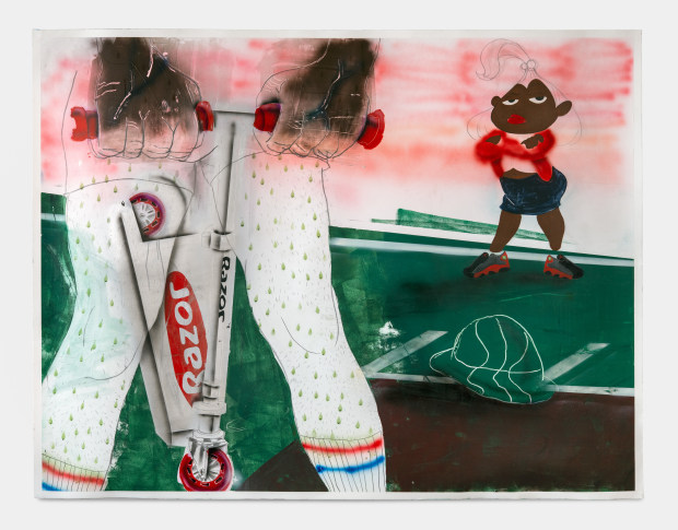 Pat Phillips, Untitled “I’m not sure if it’s bcuz my shorts are too short…or if it’s bcuz I’m riding a scooter” / "dat nigga definitely gay!!!”, 2022