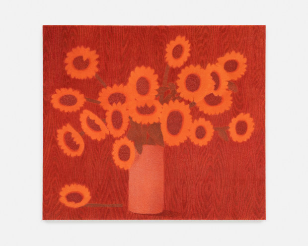 Johnny Izatt-Lowry, Sunflowers on a wooden table, 2023