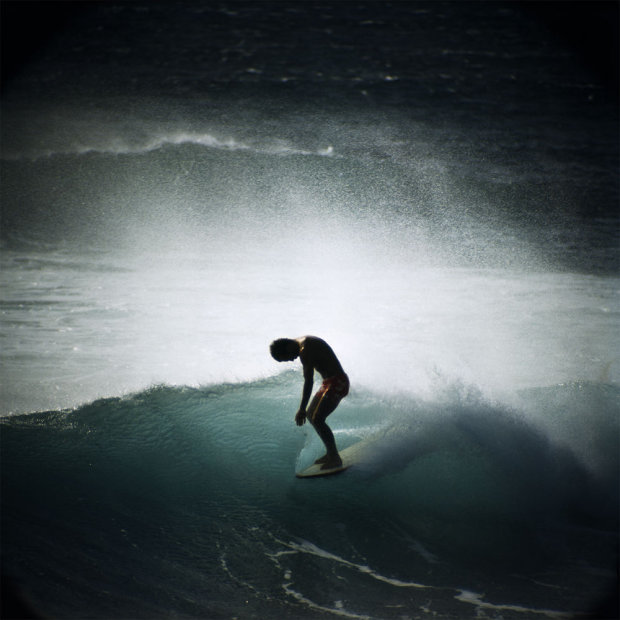 LeRoy Grannis, Midget Farrelly Surfing Shore Break, Makaha, 1968