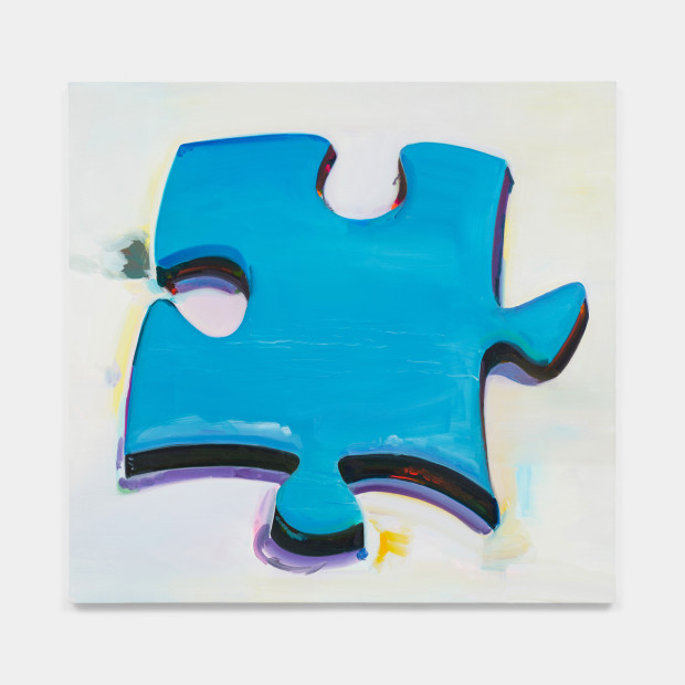 Chase Wilson, Americana Extravaganzoid: Table Edge World of False Empire: Window Time Thoughts of the Center Game of Spirit: Seeing Into the Negative (6b-Seeing Ground, or observation of Sky Blue Puzzle Piece for Kent Oconnor), 2021