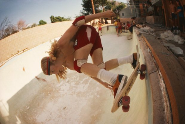 Hugh Holland, Stacy Peralta Ripping at Coldwater Canyon Pool, 1977
