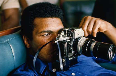 Howard L. Bingham Ali Spying on Foreman, Zaire #C37 cibachrome print 20 x 24 inches