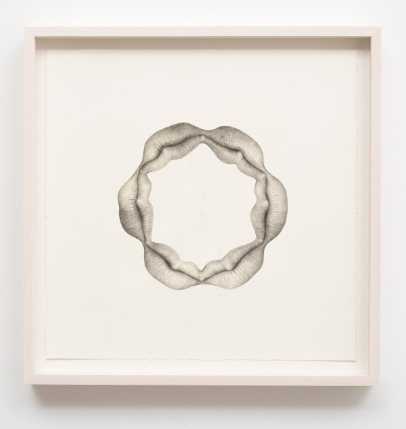 Aurel Schmidt Untitled (Lips) pencil, colored pencil on paper paper size: 15 x 15 inches framed size: 17 x 17...