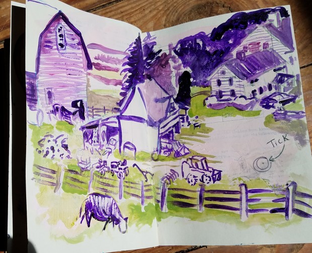 E. Tilly Strauss, Home Farm Sketch with Tick, 2017