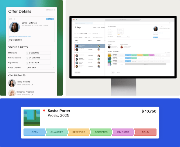 Artlogic Sales Pipeline dashboard for galleries
