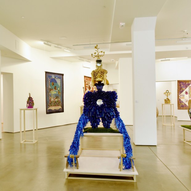 The work stands on a pedestal covered in astroturf, a material that german continues to use in significant sculptures and...