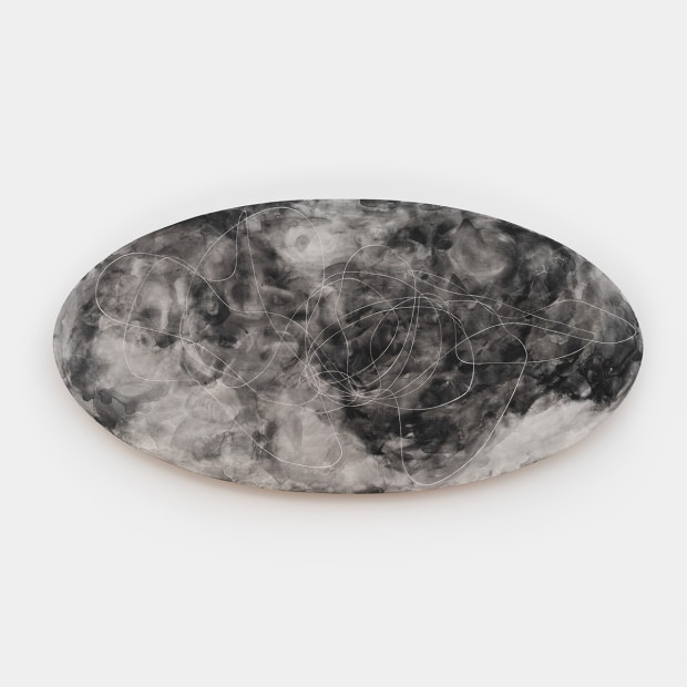 Elliott Puckette Unfolding, 2023 ink, gesso and kaolin on wood panel 30 x 60 inches 76.2 x 152.4 cm