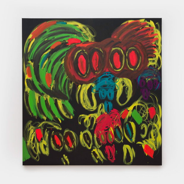 Judith Bernstein Death Heads (Four Eyes), 2024 oil on canvas 85 x 81 inches 215.9 x 205.7 cm
