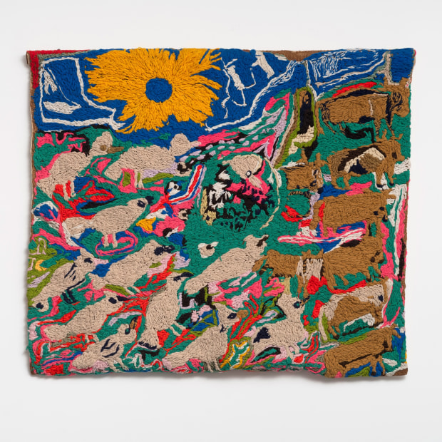 Madalena Santos Reinbolt Untitled, 1969-1977 tapestry 32 5/8 x 35 inches 83 x 89 cm Madalena Santos Reinbolt (1919-1977) depicted...