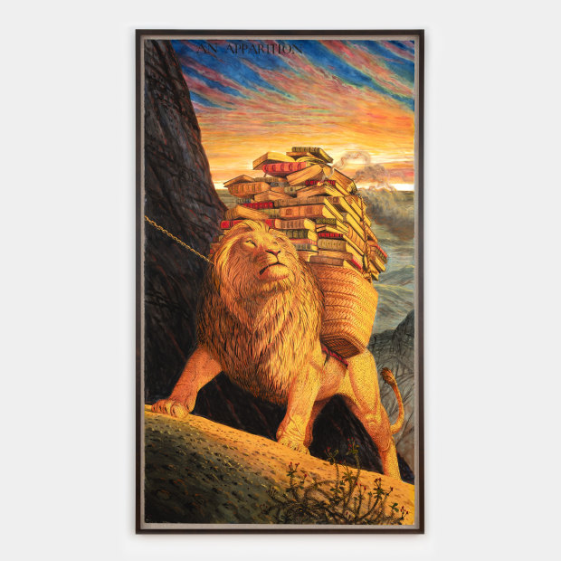 Walton Ford An Apparition, 2024 watercolor, gouache, and ink on paper 107 1/2 x 60 inches 273 x 152.4 cm