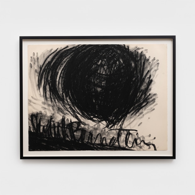Judith Bernstein Balls Over Landscape, 1977 charcoal on paper 29 1/2 x 38 1/2 inches 74.9 x 97.8 cm