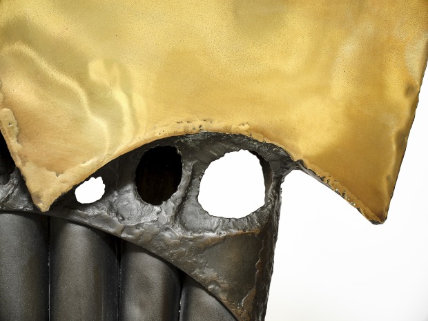 James Metcalf Athenea's Aegis, 1959 hammered and welded brass and iron 53 1/2 x 20 1/2 x 15 inches 136...