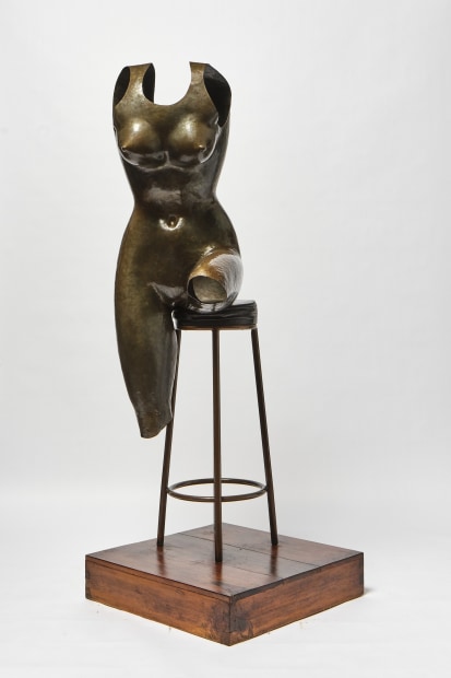 James Metcalf The Barfly, 1963 hammered brass and natural patina 66.53 x 30.31 x 31.49 inches 169 x 77 x...