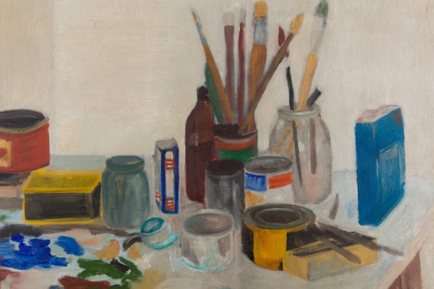 Jane Freilicher The Painting Table, 1954 oil on linen 26 x 40 inches
