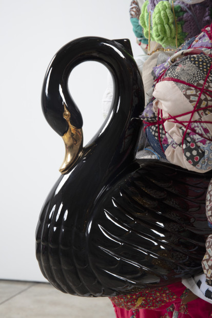 vanessa german THE HERO, 2022 found chair from the Grove Park Inn, wood, black pigment, metallic paint, love, heat, the...