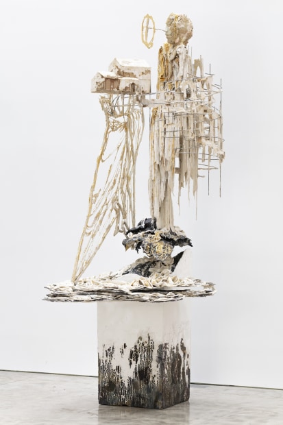 Diana Al-Hadid Head in the Clouds, 2014 polymer gypsum, fiberglass, steel, polystyrene, wood, clay, gold leaf, pigment 130 x 56...