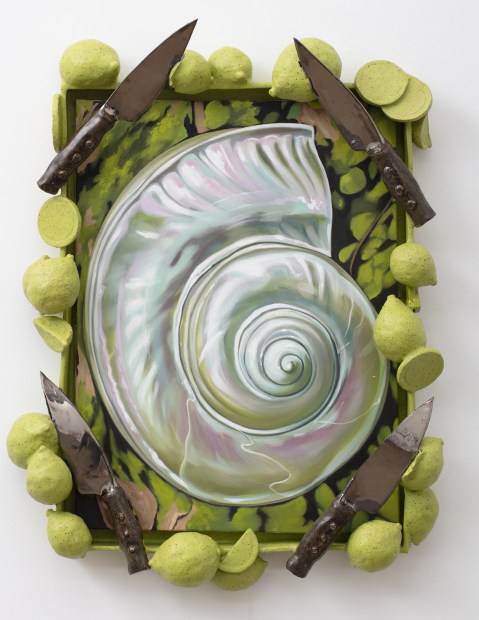 Stephanie Temma Hier In my own Dream, 2021 oil on linen with glazed stoneware sculpture 31 x 24 inches 78.7...