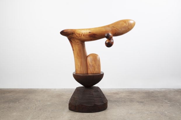 JB Blunk Mr. Peanut, 1973-76 carved redwood and bishop pine 52 x 43 x 29 inches (overall) 132.1 x 109.2...