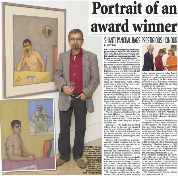 Ruth Borchard Prize Winner Shanti Panchal Featured In The Eastern Eye Newspaper - 31/07/2015