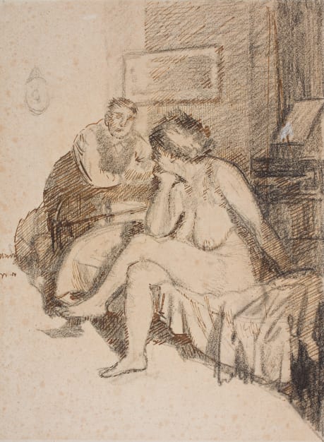 Walter Sickert, Jack Ashore, c. 1912/13, pen and ink and charcoal with white heightening on paper, 34.5 x 25.5 cm