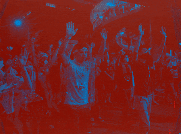 <span class="title">"Hands up! Don't Shoot!" (Red on Blue, Hong Kong)<span class="title_comma">, </span></span><span class="year">2018</span>