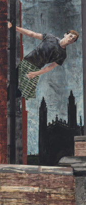 Hernan Bas, Cambridge Nightclimber (View of Trinity), 2017