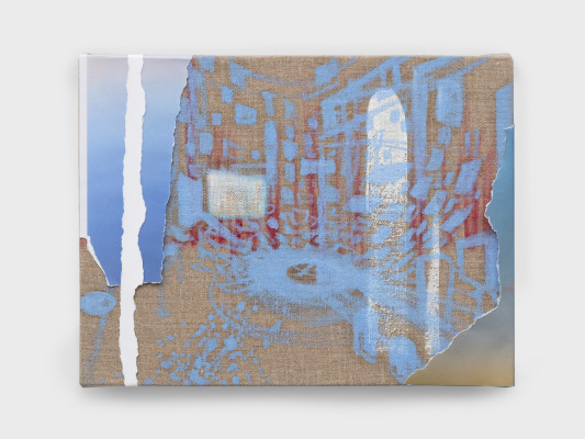 Sarah Sze, Afterimage, Small Light Blue Spectral (Painting in its Archive), 2018