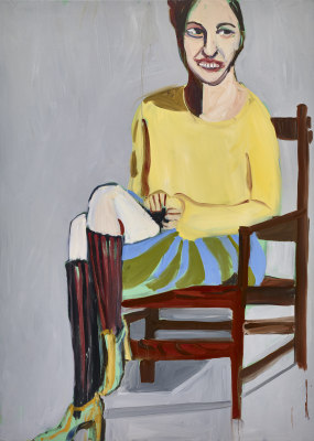 Chantal Joffe, Yellow Sweater and Knee Socks, 2016