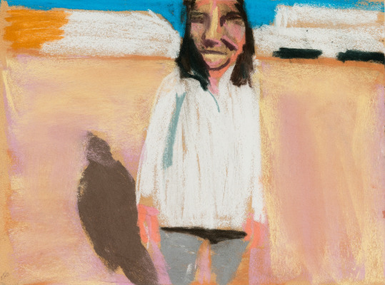 Chantal Joffe, Self-Portrait in a White Raincoat, 2016